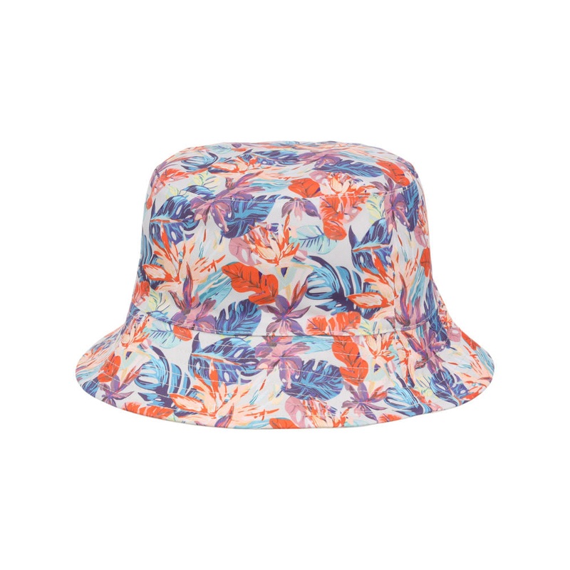 Crowns By Lids Tropical Bucket Hat – Ivory/Blue/Orange Adjustable