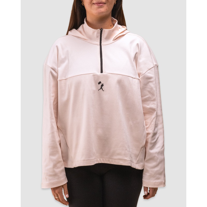 Ballpark Scuba Quarter Zip Women’s Hoodie – Pink Marshmallow XS