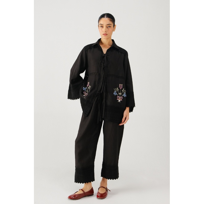 Black Tie up Shirt XS