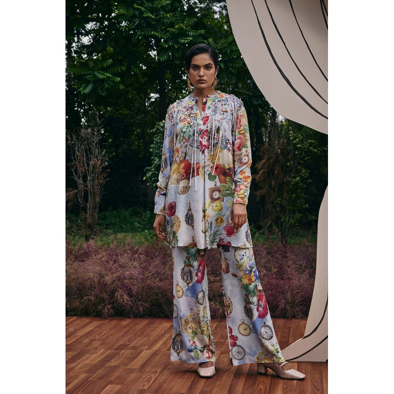 Embellished Tunic and Straight Pants XS