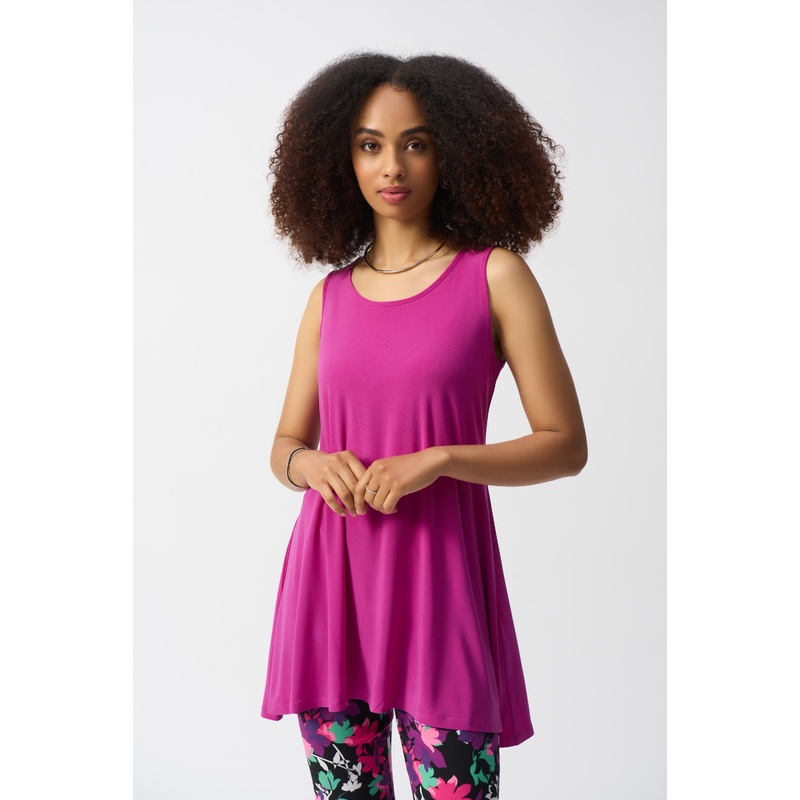 Joseph Ribkoff Silky Knit Sleeveless Flared Tunic Style 251971 Purple Orchid XS