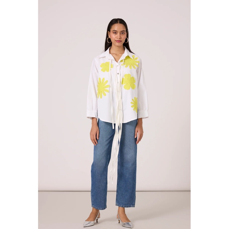 Sasha Applique Bright White Shirt XS