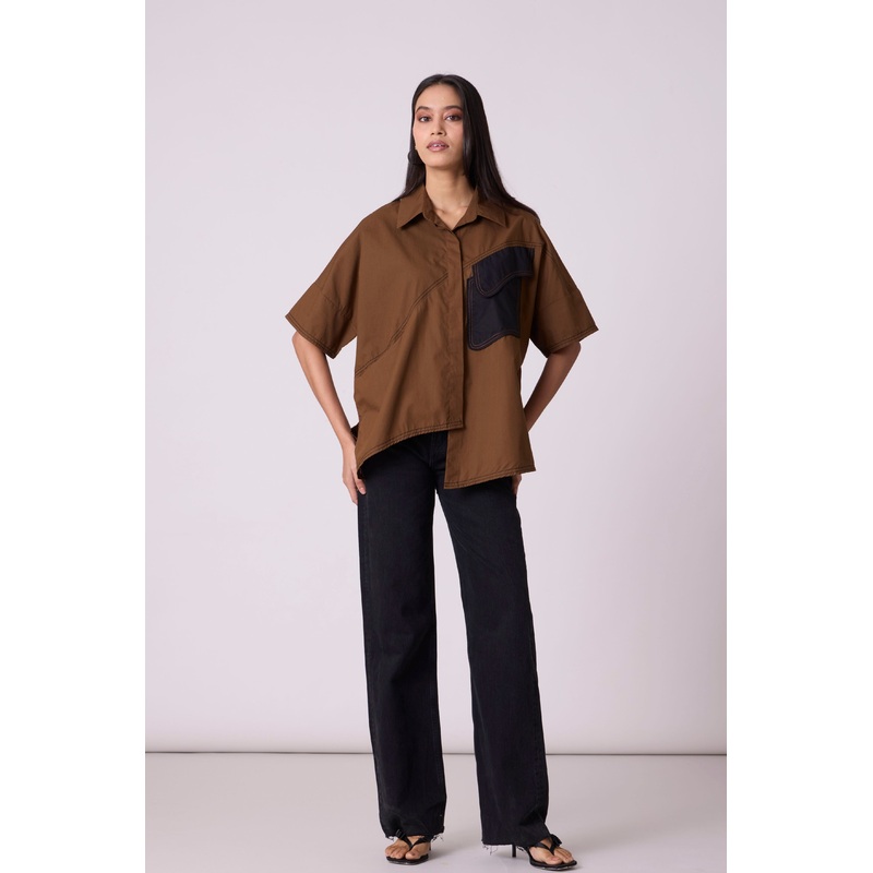 Andrea Olive Brown Shirt XS
