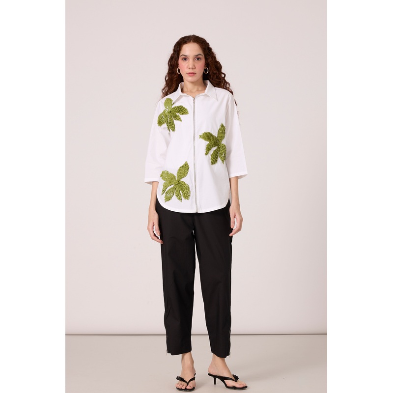 Agnes Applique Matcha Green Shirt XS