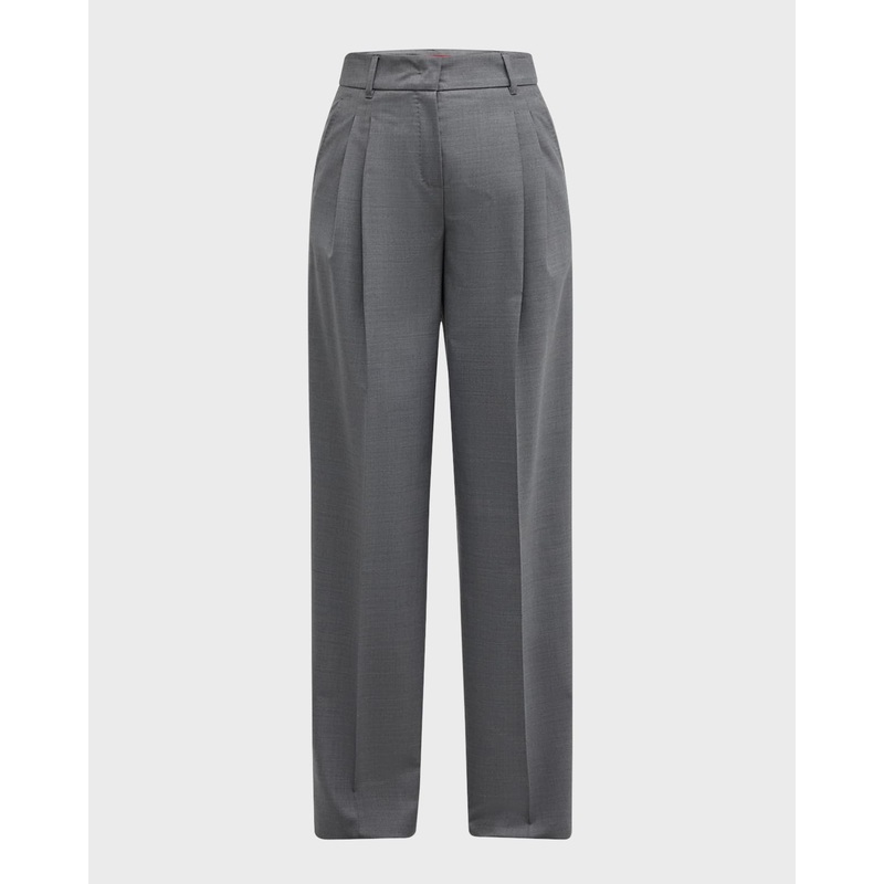 Juanita Pleated Straight-Leg Pants
