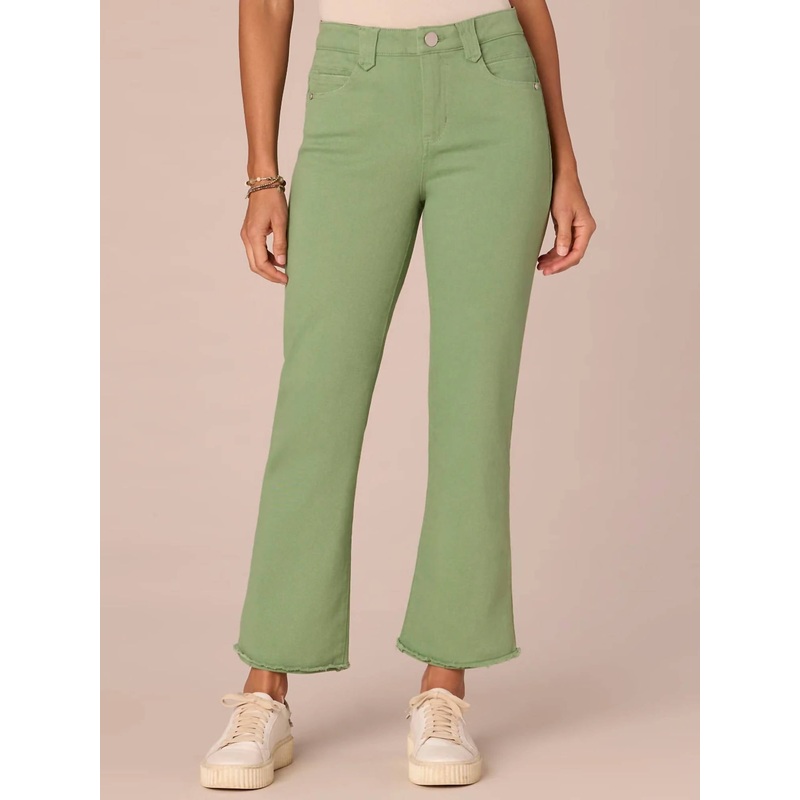 Ab Solution High Rise Colored Itty Bitty Flare Jean In Willow Green