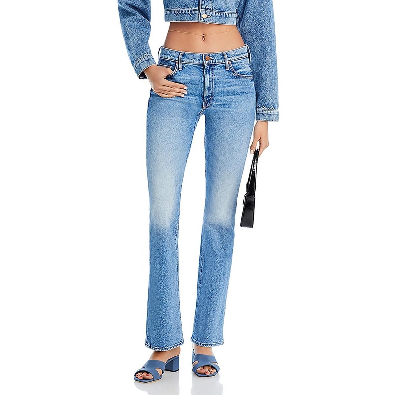 Womens Straight Mid Rise Straight Leg Jeans