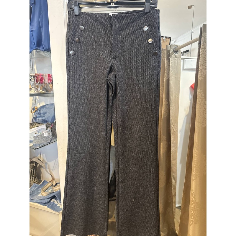 Worth Button Detail Pant In Grey Tweed SSL881759115771