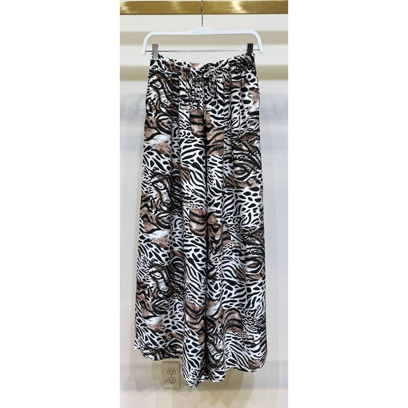 Zebra Patch Print Wide Leg Pants In Black/white