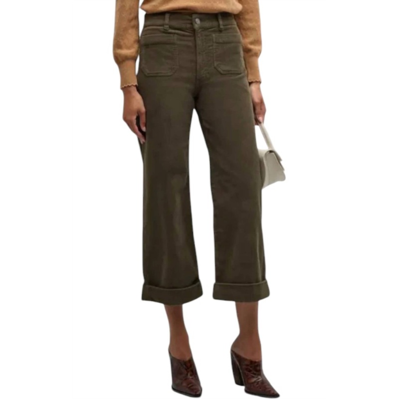 70’s Cropped Wide Leg Pants In Rich Military