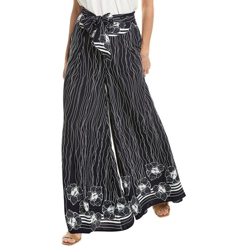 Womens Striped Polyester Trouser Pants