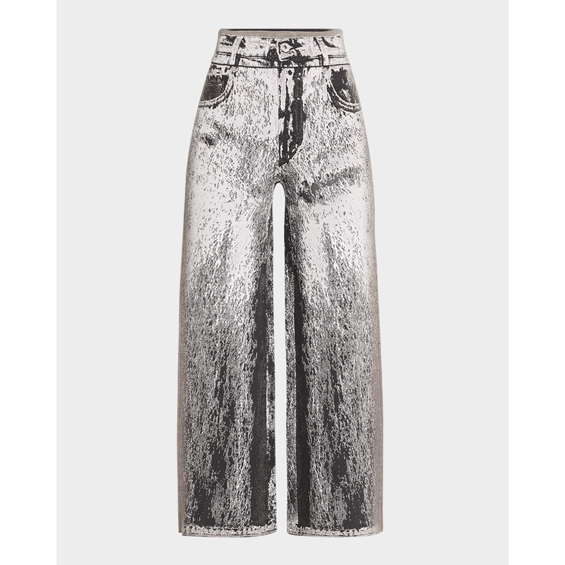 Zahra Faux Denim Wide-Leg Pants
