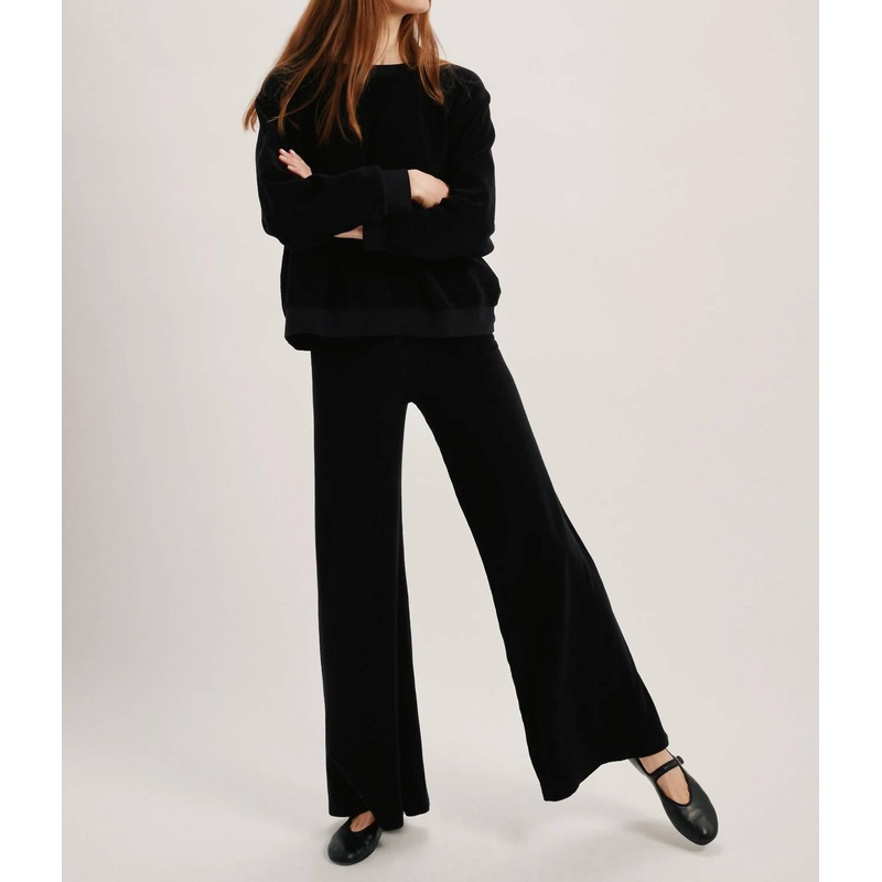 Zephyra Flare Pants In Terry In Black