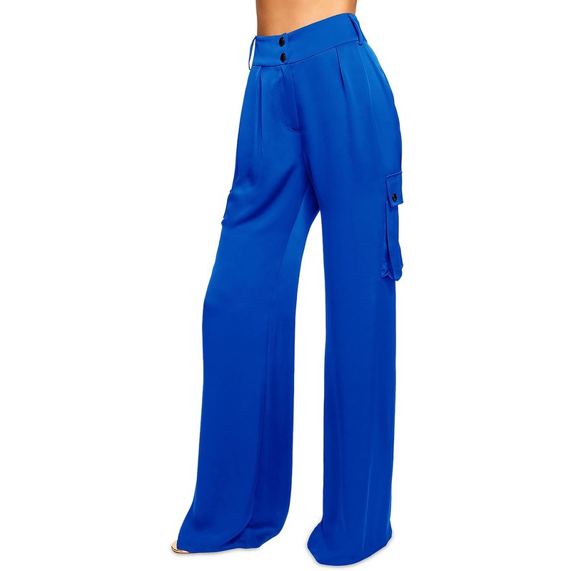 Womens Silk High Rise Wide Leg Pants