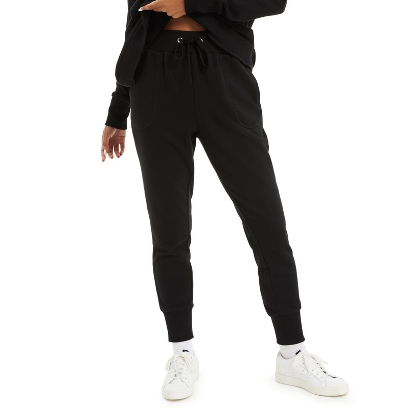 Womens Ribbed Trim Drawstring Jogger Pants