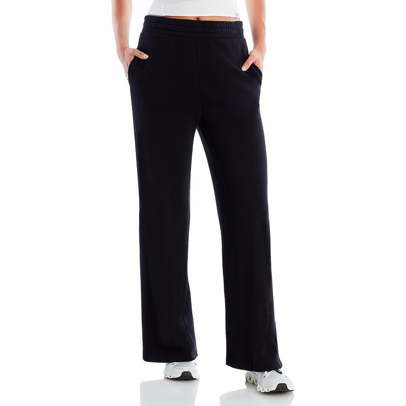 Womens Solid Pocket High-Waisted Pants