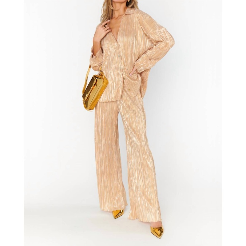 Your Mumu Everywhere Pants In Gold Pleat
