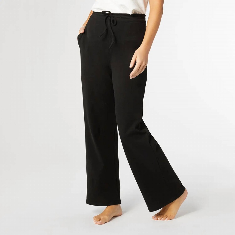 Womens Smooth Wide Leg Black Pant