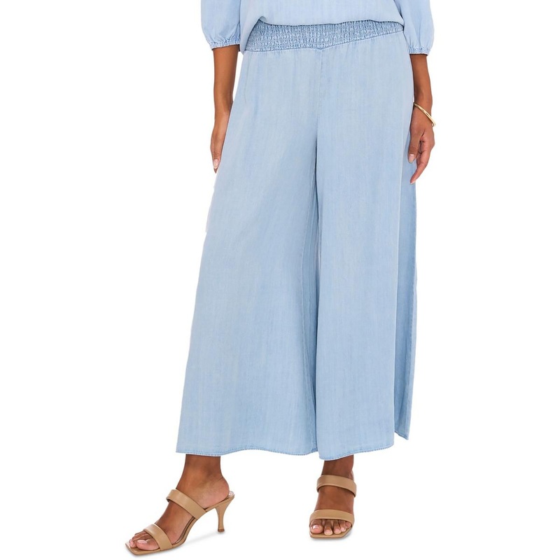 Womens Smocked Waist Wide Leg Wide Leg Pants