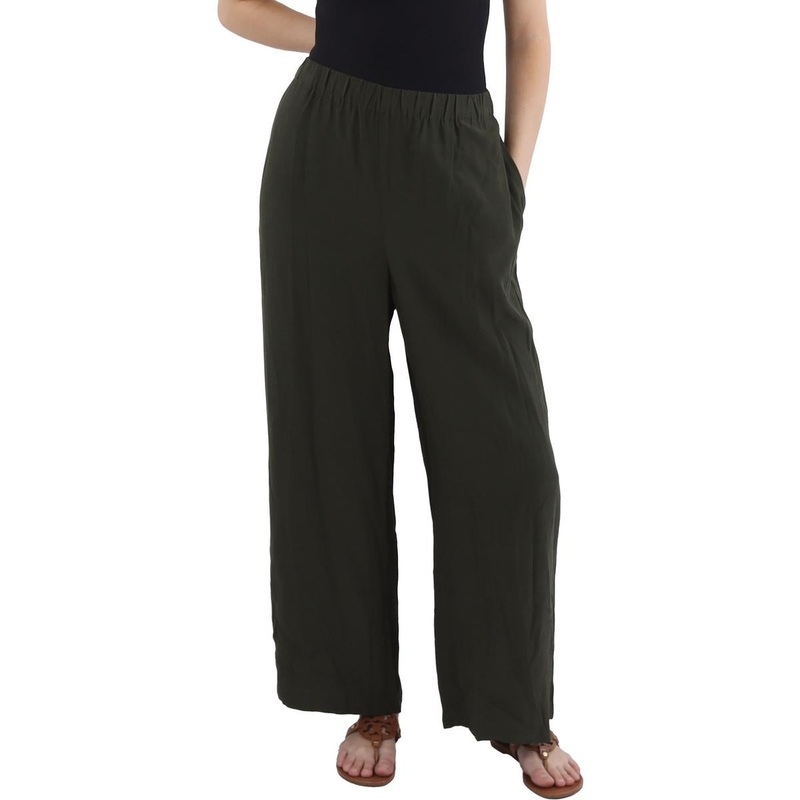 Womens Tencel Blend High Rise Cropped Pants