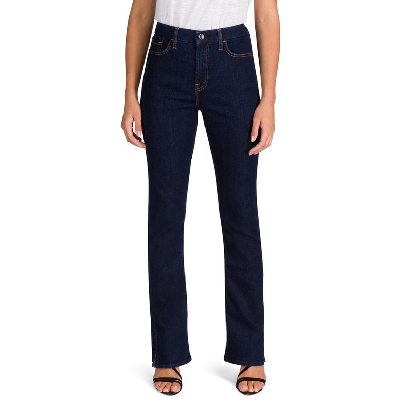 Womens Split Hem Denim Slim Bootcut Jeans