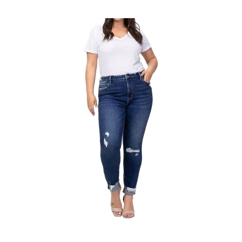 Zeke Distressed Skinny Jeans – Plus In Dark Wash