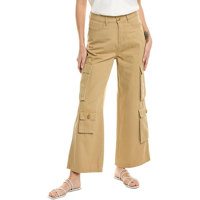 Womens Solid Cotton Cargo Pants