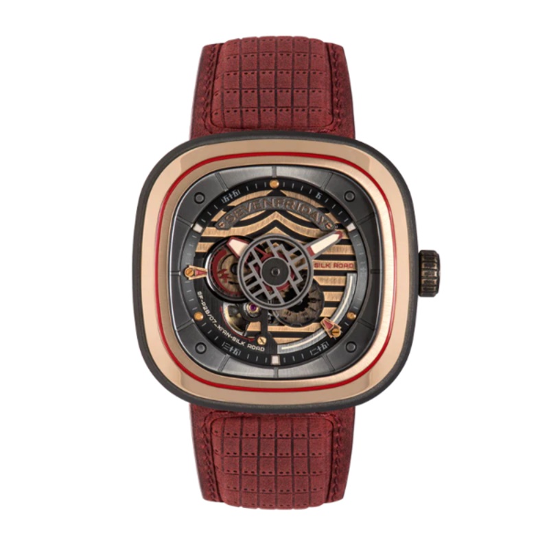 7Friday Red Leather Strap Rose Gold Dial Automatic Watch for Gents – P2B/07-S372
