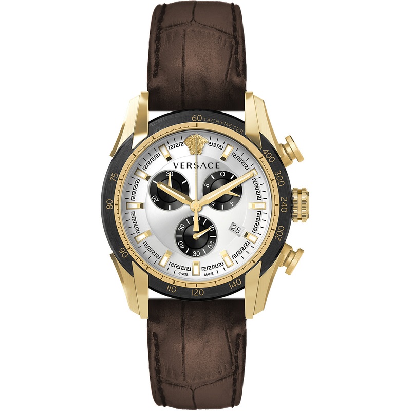 Versace V-Ray Brown Leather Strap Men’s Watch VE2I00221