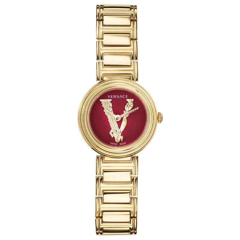 Versace Virtus Gold Mini Red Dial Women’s Watch VET300321
