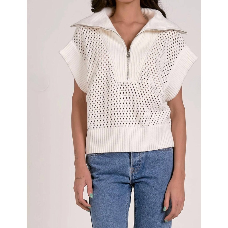 Allie Zip Up In White