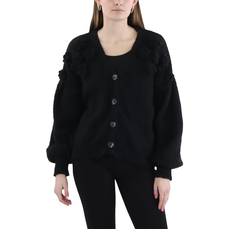 Womens Rosette Polyester Cardigan Sweater