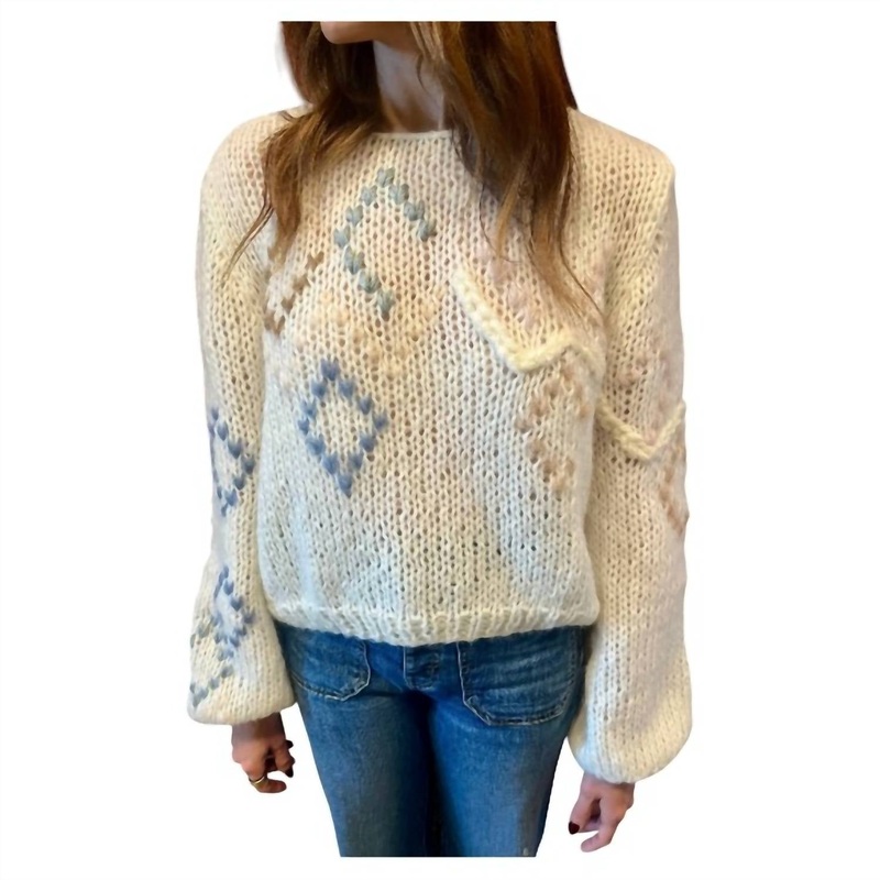 Alpaca Diamond Pullover In Creme