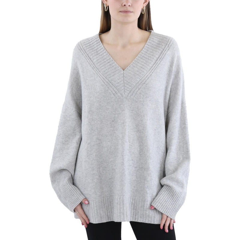 Womens Ribbed Trim  Cashmere Pullover Sweater SSL881758893043