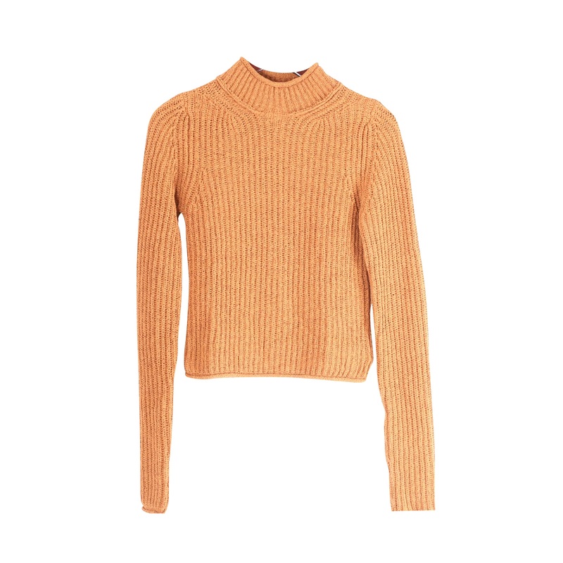 Acne Studios Mock Neck Sweater in Brown Cotton