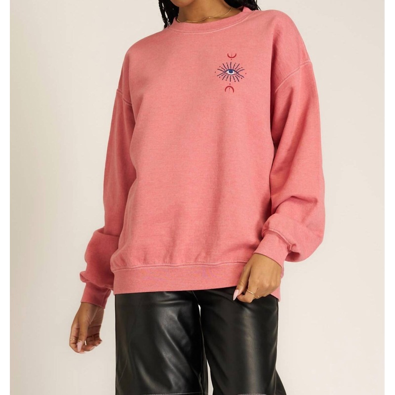 All Seeing Eye Embroidered Sweatshirt In Pink