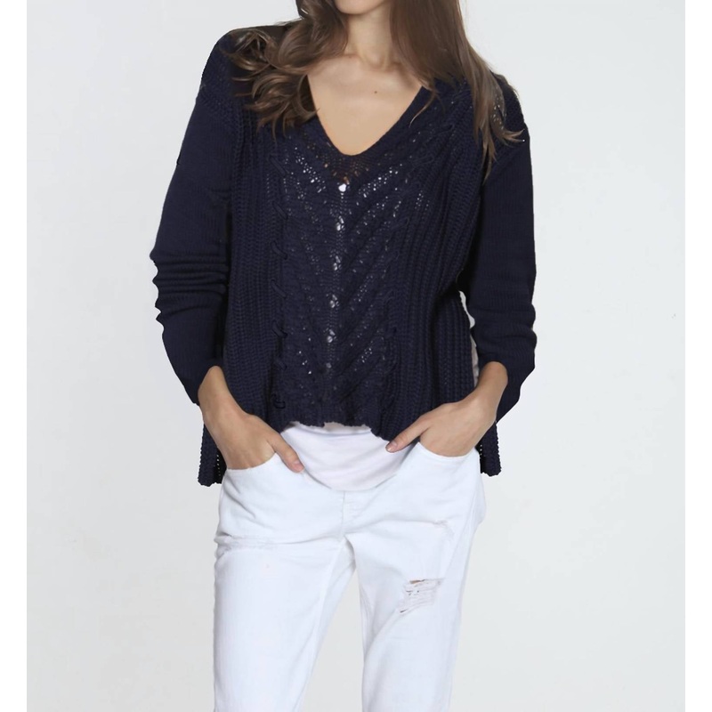 Abigail Cable Vee In Navy