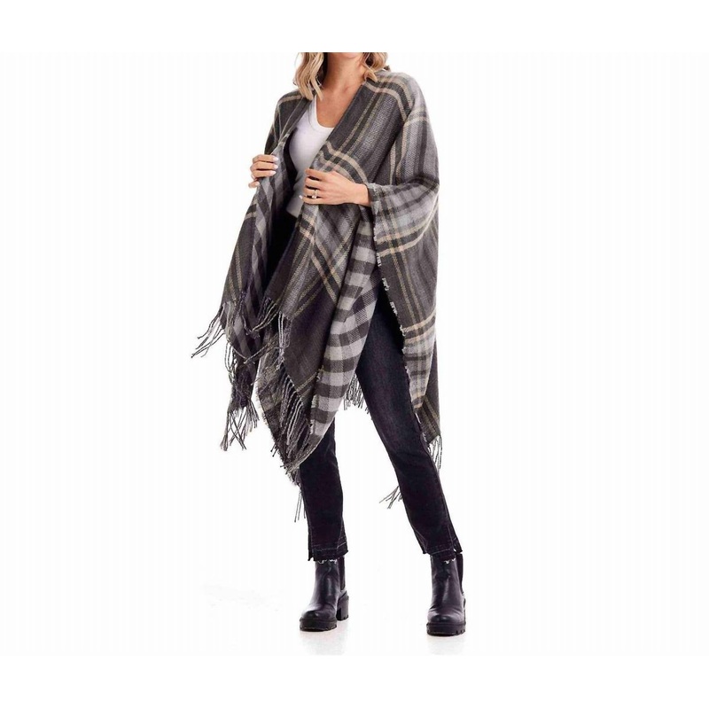 Yvette Reversible Poncho In Dark Grey