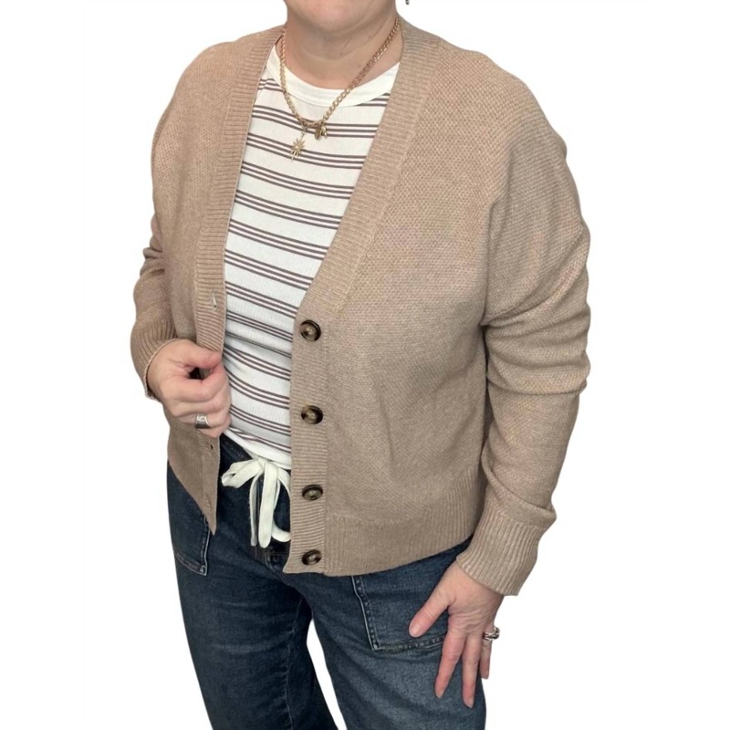 Adley Cardigan In Heather Taupe