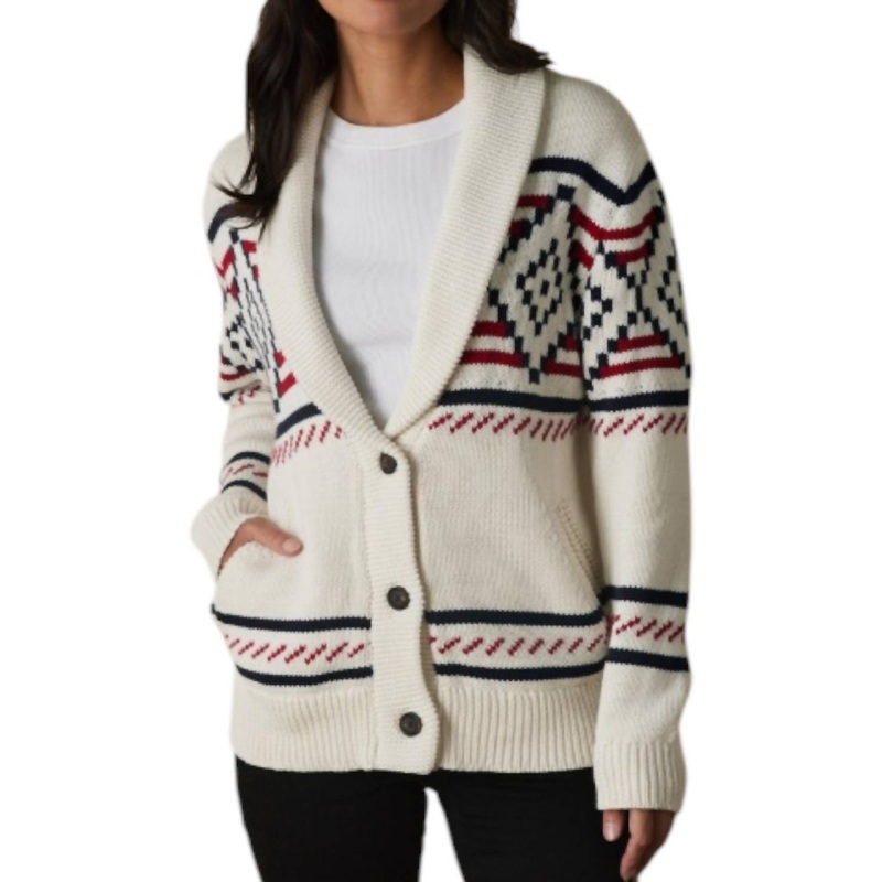 Alpine Heritage Cardigan In Cream Multi
