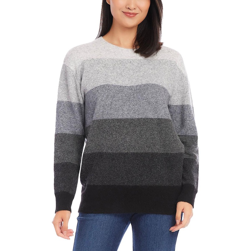Womens Striped Long Sleeves Crewneck Sweater