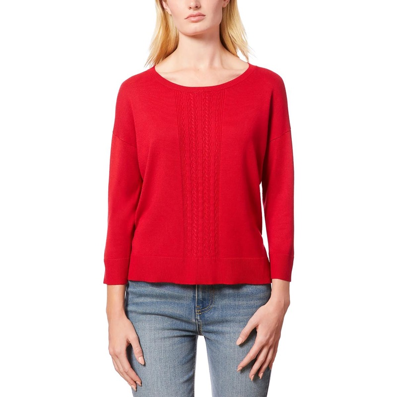 Womens Solid Cable Knit Crewneck Sweater SSL881759310117