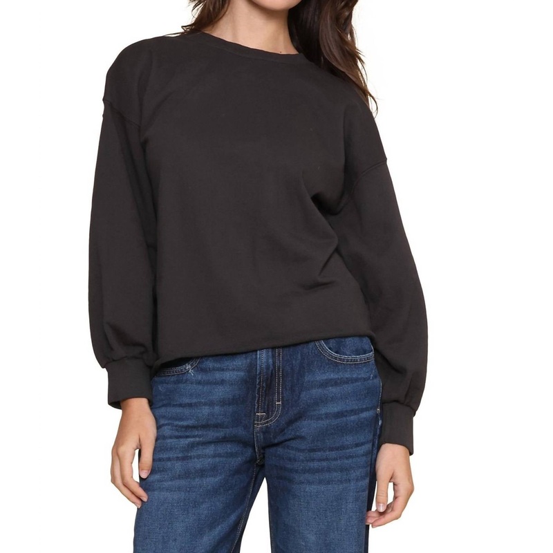 Zayne Long Sleeve Pullover In Vintage Black