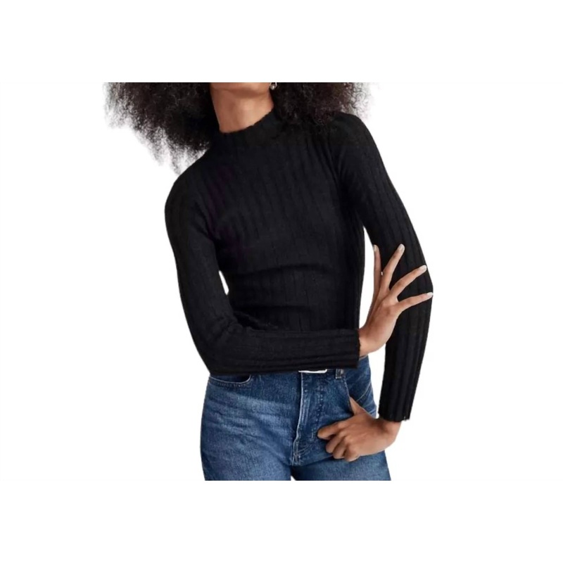 Alpaca Blend Sheer Ripped Sweater In Black