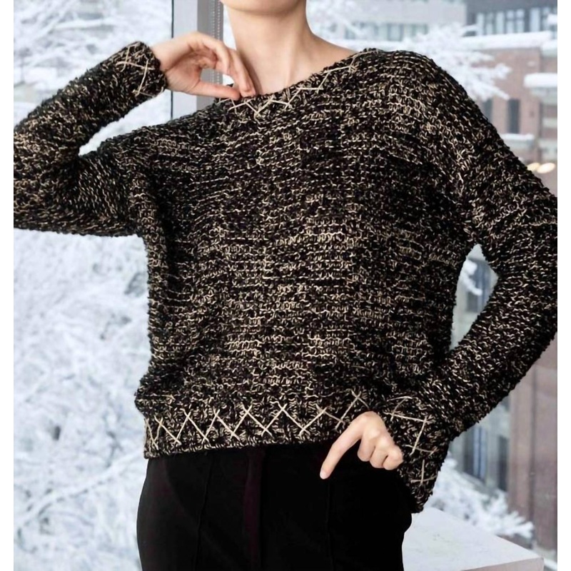 Woven Sweater In Black & Gold