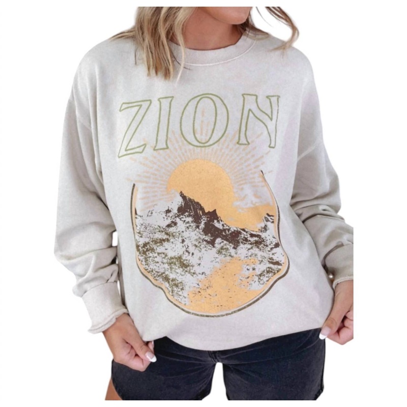 Zion Graphic Crewneck Sweatshirt In Taupe