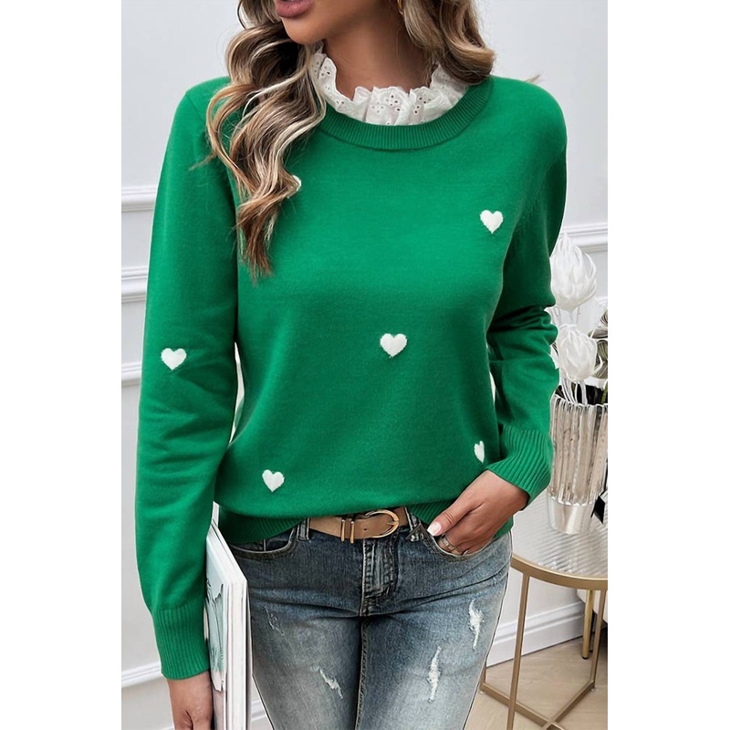 A Touch Of Lace Sweater In Green