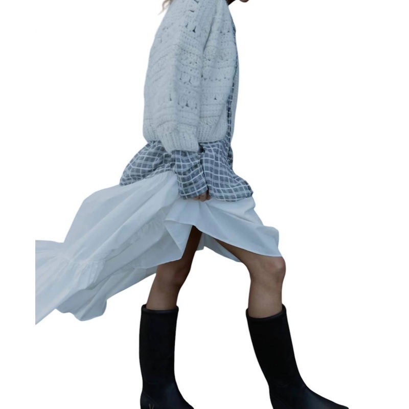 Alpaca Crochet Comber Cardigan In Creme