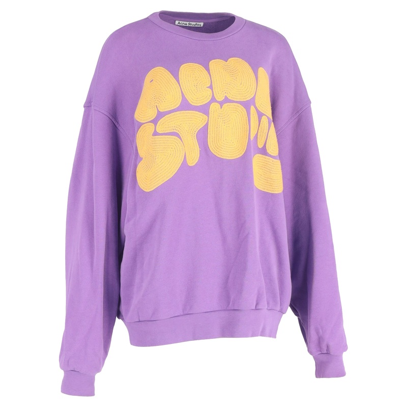 Acne Studios Bubble Logo Crewneck Sweater in Purple Cotton