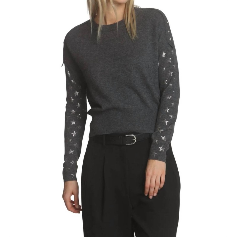 Zoe Star Stud Top In Charcoal